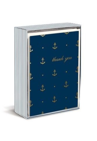 Boxed Notes: Gold Anchors - Gruß- und Geschenkkartenbox mit Kuverts: Goldene Anker