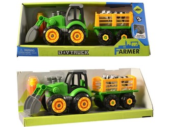 Traktor s vlečkou, na šroubování, 32cm