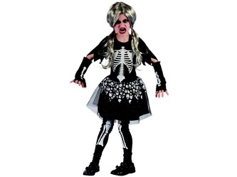 Šaty na karneval - kostra dívka, 120-130 cm