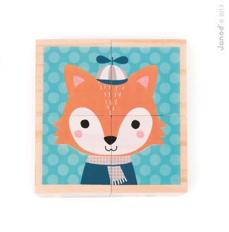 Dřevěné kostky Lesní zvířátka Baby Forest Janod pohádkové od 1 roku 4 ks