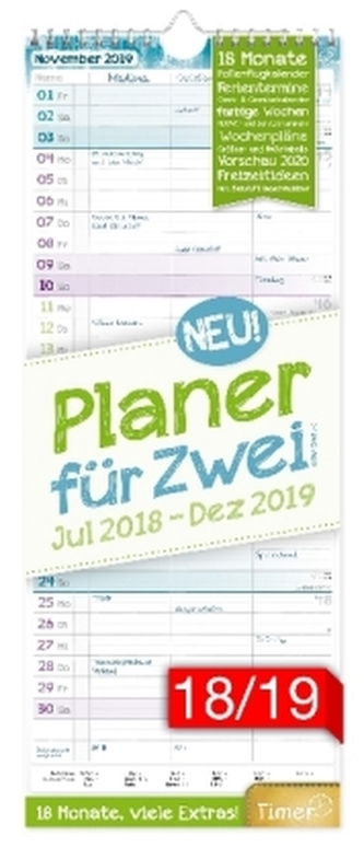 Planer für Zwei 18 Monate 18/19 Wandkalender