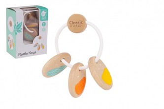 Chrastítko klíče dřevo/plast v krabičce 12x16x8cm 6m+