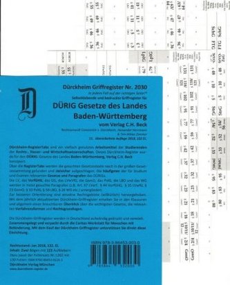 BADEN-WÜRTTEMBERG / Dürig / Dürckheim-Griffregister Nr. 2030 (2018/132. EL)