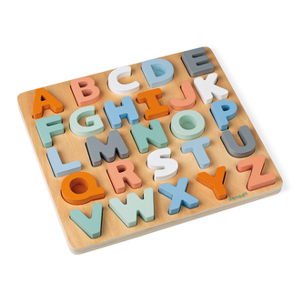 Dřevěné vkládací puzzle Abeceda a tabulka na psaní Janod Cocoon 26 ks