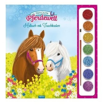 Meine bunte Pferdewelt, Malbuch mit Tuschkasten u. Pinsel