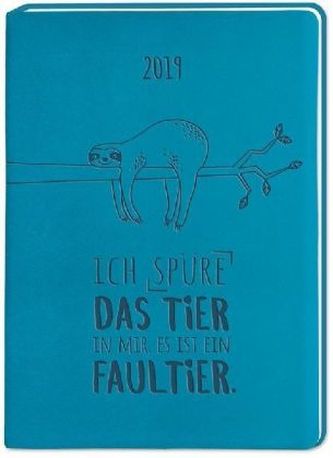 Terminplaner Lederlook A6 Petrol (Faultier) 2019