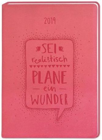 Terminplaner Lederlook A6 Flamingo (Plane ein Wunder) 2019