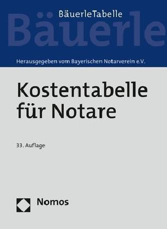 Kostentabelle für Notare