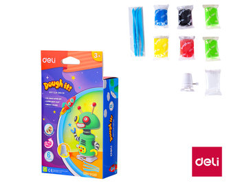 Plastelína pěnová samotvrdnoucí 6 barev DELI ED85100 robot zelený
