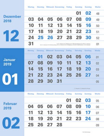 3-Monatsplaner neutral 2019