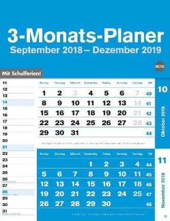 3-Monats-Planer, blau 2019