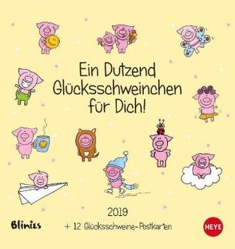 Ein Dutzend Glücksschweine Postkartenkalender 2019 Ein Dutzend Glücksschweine Postkartenkalender 2019