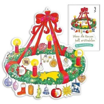 Wenn die Kerzen hell erstrahlen, Hängekranz-Adventskalender, m. Buch Wenn die Kerzen hell erstrahlen, Hängekranz-Adventskalender, m. Buch
