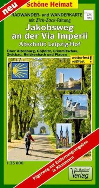 Radwander- und Wanderkarte mit Zick-Zack-Faltung Jakobsweg an der Via Imperii Leipzig-Hof Radwander- und Wanderkarte mit Zick-Zack-Faltung Jakobsweg an der Via Imperii Leipzig-Hof