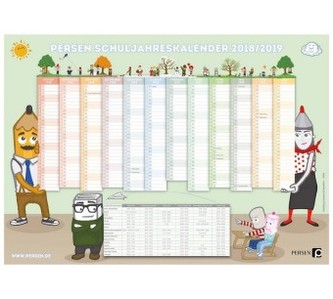 PERSEN Wandkalender DIN A2 - Schuljahr 2018/19
