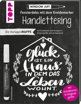 Vorlagenmappe Fensterdeko mit dem Kreidemarker - Handlettering. Inkl. Original Kreidemarker von Kreul und Schablonen