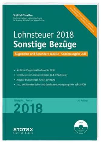 Tabelle, Lohnsteuer 2018 Sonstige Bezüge - Sonderausgabe Juli