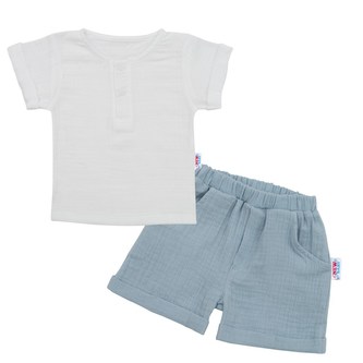 Kojenecká mušelínová soupravička New Baby Summer Nature Collection modrá - velikost 56 (0-3m)