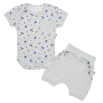 2-dílná letní bavlněná souprava New Baby Perfect Summer šedá - velikost 56 (0-3m)