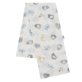 Bavlněná plena s potiskem New Baby bílá se sovou