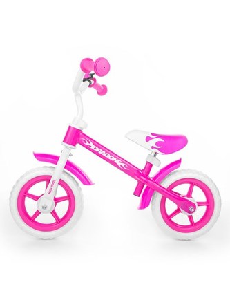 Dětské odrážedlo kolo Milly Mally Dragon s brzdou pink