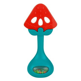 Silikonové kousátko s chrastítkem BAYO jahůdka