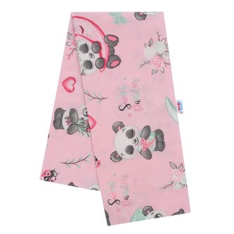 Flanelová plena s potiskem New Baby růžová pandy