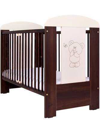 Dětská postýlka Drewex Malý medvídek a motýlek ořechová Dětská postýlka Drewex Malý medvídek a motýlek ořechová