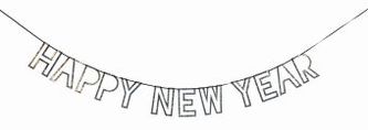 Happy New Year-Girlande, Silber