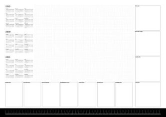 Papier-Schreibtischunterlage mit Wochenplaner und 3-Jahres-Kalender 2019-2021 (schwarz/weiß)