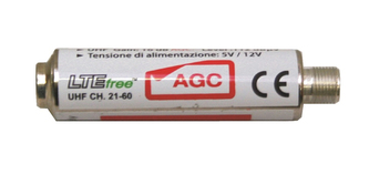 Předzesilovač anténní Emme Esse 16dB F-F 81942AG tvaru válečku, s AGC