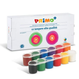 Temperové barvy PRIMO, sada 12 x 25ml, kelímky