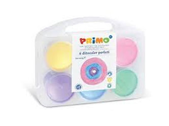 Prstové barvy PRIMO PERLEŤ, sada 6 x 100g, kelímky, PP box