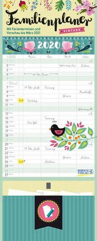 Familienplaner Vintage Zettel 2020