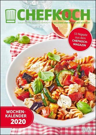 Chefkoch Wochenkalender 2020 - Küchen-Kalender mit 53 Rezepten - Format 21,0 x 29,7 cm - Spiralbindung