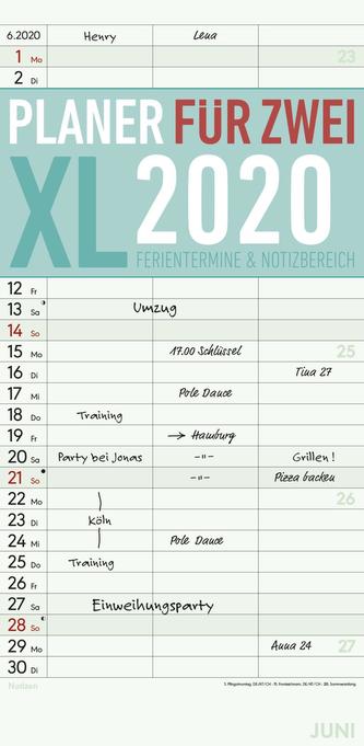 Planer für 2 XL 2020 mit 3 Spalten