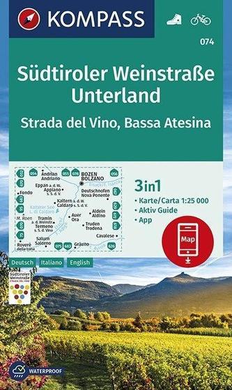 Südtiroler Weinstraße, Unterland, Strada del Vino, Bassa Atesina 1:25 000