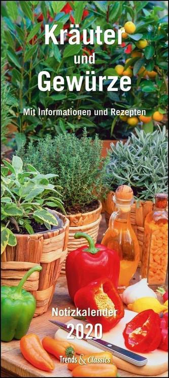 Kräuter & Gewürze Notizkalender 2020 - Wandkalender - mit Extraspalte für Geburtstage - Format 22 x 49 cm