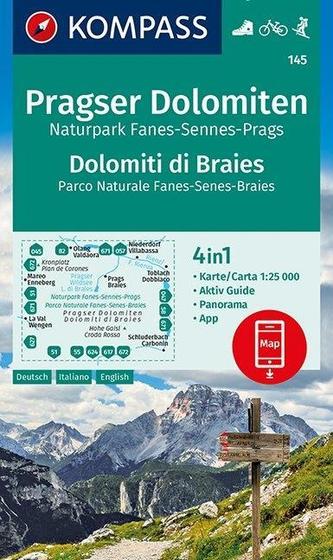 Pragser Dolomiten, Naturpark Fanes-Sennes-Prags, Dolomiti di Braies, Parco Naturale Fanes-Senes-Braies 1:25 000