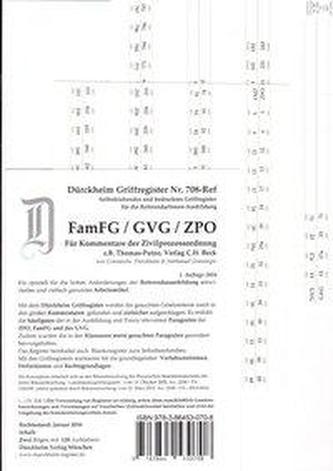 FamFG / GVG / ZPO, Thomas-Putzo Assessor/in Griffregister Nr. 708-Ref /, z.B. für den Thomas-Putzo 2016/2017