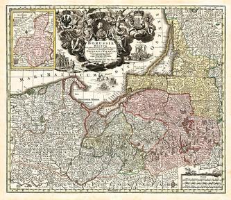 Historische Karte von Ostpreussen und Westpreussen um 1740 (mit Königsberg)