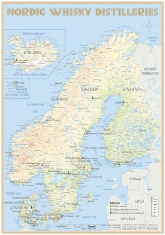 Nordic Whisky Distilleries - Tasting Map 24x34cm