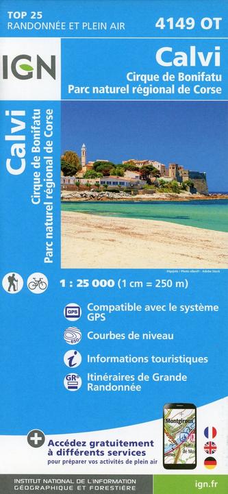 Calvi. Cirque de Bonifatu. Parc naturel régional de Corse 1 :25 000