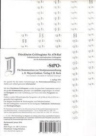 StPO Meyer-Goßner, Assessor/in Griffregister Nr. 678-Ref / z.B. für den Schönfelder oder den Kommentar Meyer-Goßner 2016/2017