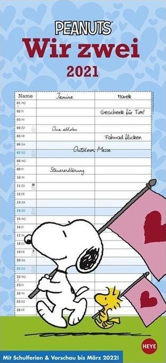 Peanuts Planer für zwei - Kalender 2021