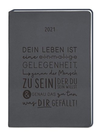 Terminplaner Lederlook A5 Schwarz 2021