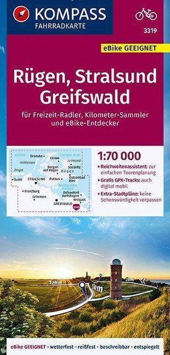 KOMPASS Fahrradkarte Rügen, Stralsund, Greifswald 1:70.000