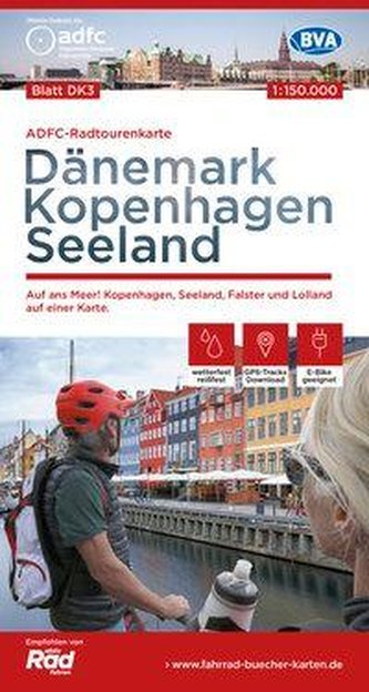 ADFC-Radtourenkarte DK3 Dänemark/Kopenhagen/Seeland 1:150.000 reiß- und wetterfest, GPS-Tracks Download, E-Bike geeignet