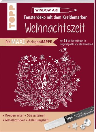 Maxi-Vorlagenmappe Fensterdeko mit dem Kreidemarker - Weihnachtszeit. Inkl. Original Kreul-Kreidemarker, Sticker und Glitzer-Ste