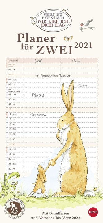 Weißt du eigentlich wie lieb ich dich hab? Planer für zwei - Kalender 2021